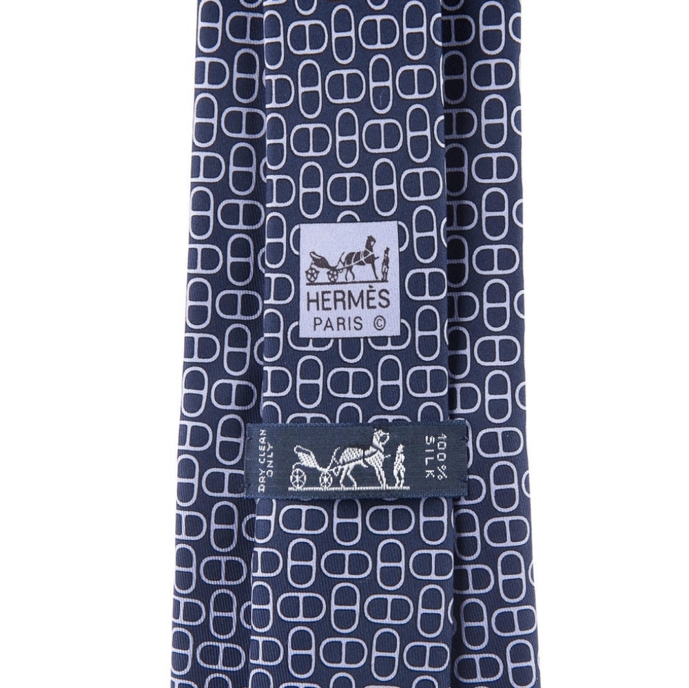 HERMÈS blue 100% silk Tie